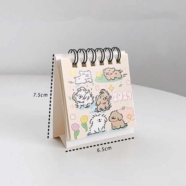 2024 Mini Calendar e Cartoon Puppy Series Bordskalender Portab A2