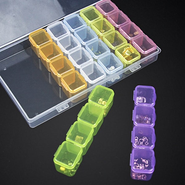 Multifunction Organizer Case 28 Grid Plast Storage Box Jewelr Transparent