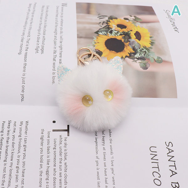 e Blush Cat Ball avaimenperä Pehmo riipuslaukku Riipus syntymäpäivä Gi A