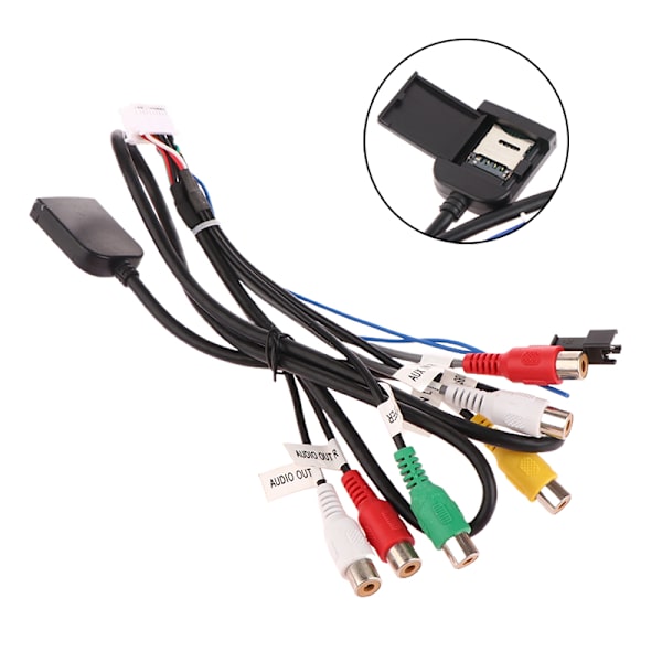 Bilradiokabel 20-pin RCA-udgang AUX ledningsnet Ledningstilslutning 6 Head w/Card Slot