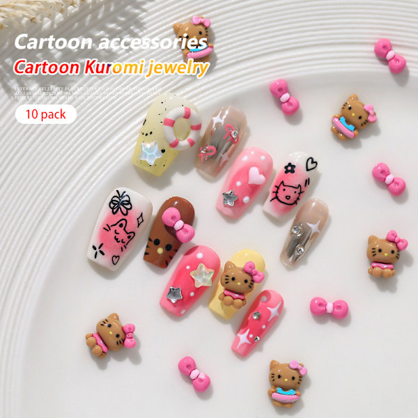 10kpl Sarjakuva Kuromi Kiti Kissan ja Koiran Nail Diamond Resin Wearin DZ791-10