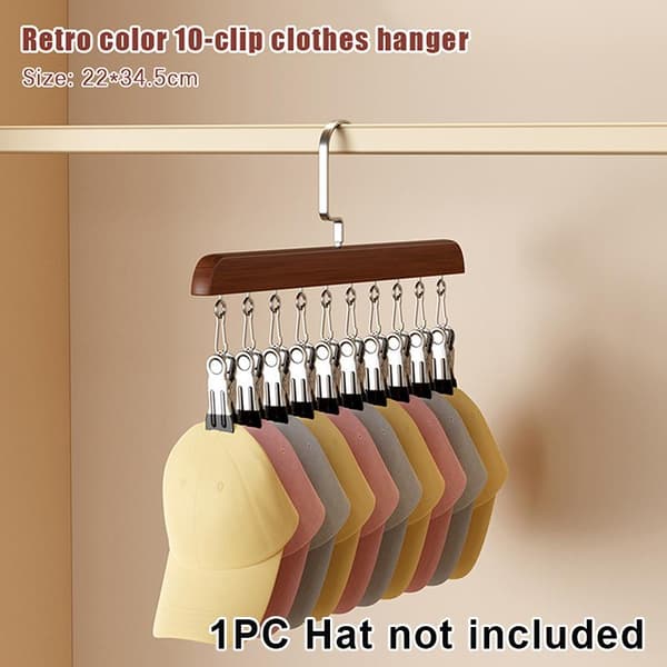 1/2PCS Mångsidig Organizer i Trä med Krokar för Kepsar och Bälten A6