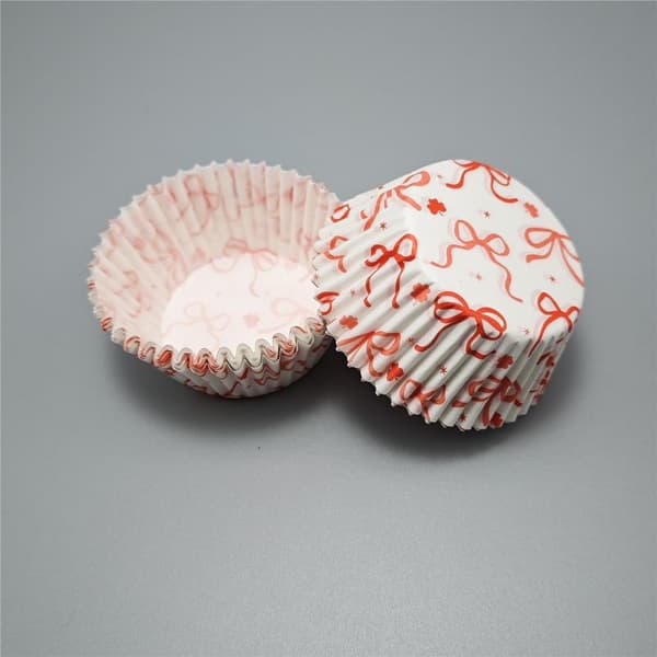 100 STK Sløjfe Kagekopper Cupcakeforme Cupcakeholder Papirbagning Pink