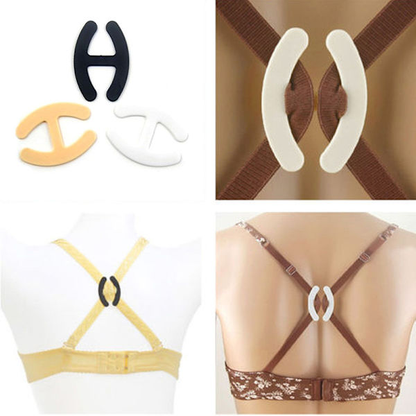 3 ST Clips Perfekt Justera BH Spänne Rem Push Up Control Nytt& Black+White+Flesh
