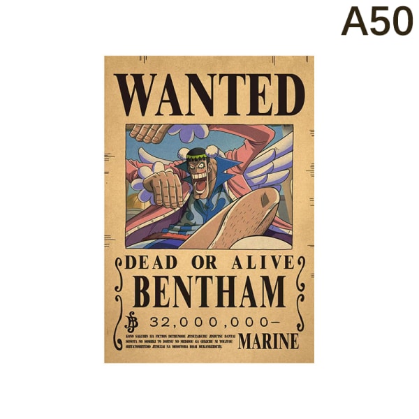 Anime Luffy Wanted Bounty Kraft Paper Poster Dekorative Paintin A50