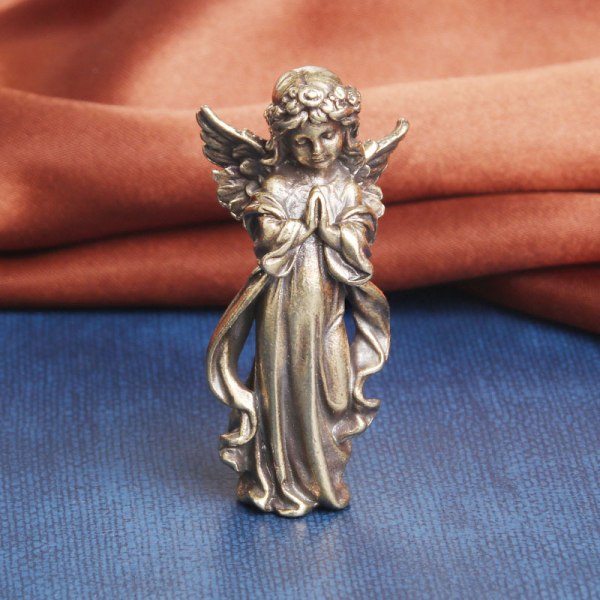 Retro Kobber God of Love Amor Statue Ornamenter Messing Angel Fig