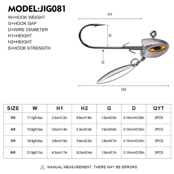 3 kpl kalastusuistin koukku Underspin Jig Spinner-terällä A2