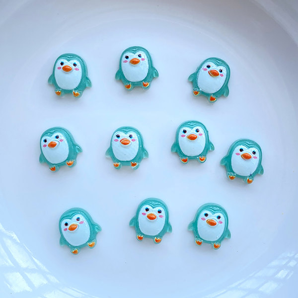 50 st Nya e Mini Cartoon Penguin Resin Figurine Crafts Flatback Black