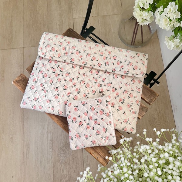 Flower Pattern e Laptop Sleeve Case Bag 11 13 14 Inch För bok Pink large
