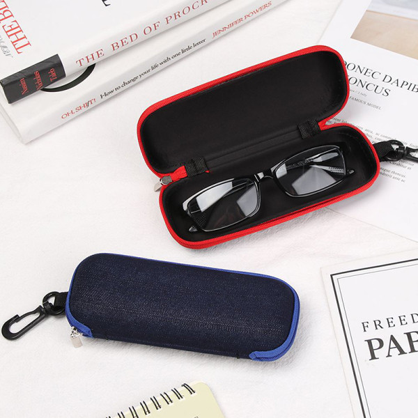 Bærbare Eyewear Cases Box Nøglering Damer Mænd med lanyard Zipp Black