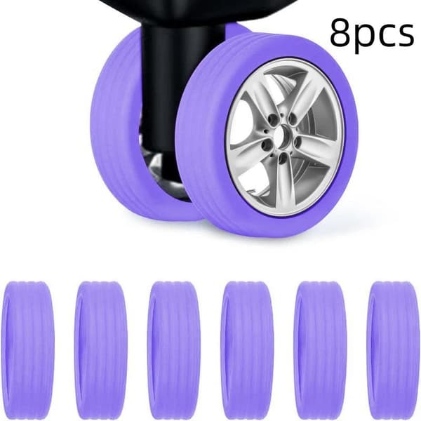 Enfärgat skyddsfodral i silikon för resväskhjul Purple 8pcs