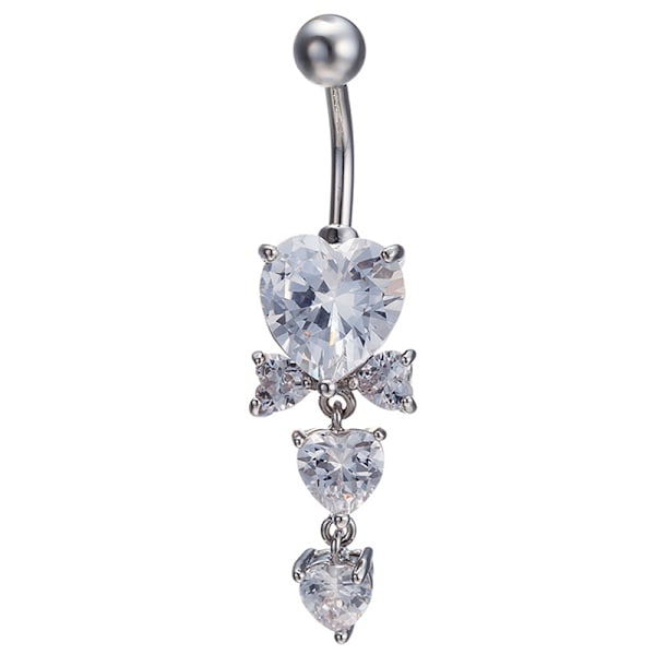 Söt kristall hjärtformad zirkonbåge Belly Button Ring Mode White