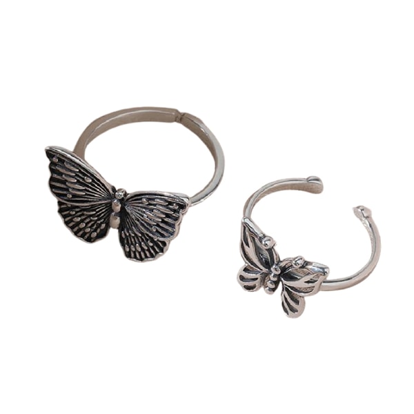 Ny Punk Ringe Sommerfugl Ring Til Damer Justerbar Åben Finger Butterfly style