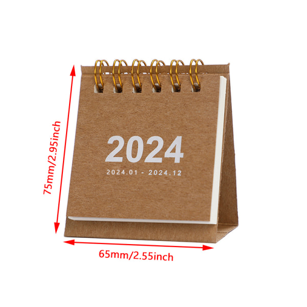 Enkelt enfärgat 2024 Mini Skrivbord Papperskalender Bärbart bord A3
