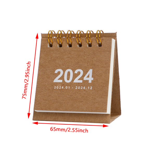 Simpelt ensfarvet 2024 Mini Skrivebord Papir Kalender Bærbart Bord A5