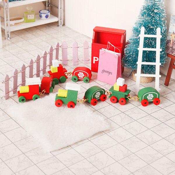 1:12 Dockhus Miniatyr Jul Snowflake Tågvagnar Till Green
