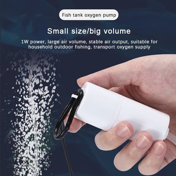 Akvarium Oxygen Gaspumpe USB Fisketank Lille belufter Air Compre black