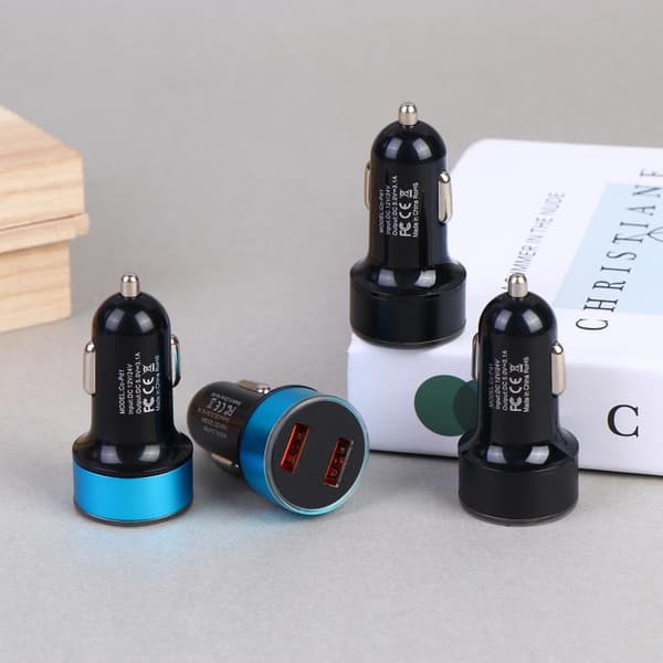 1 stk. Dobbelt USB Biloplader Adapter Bil Lighter LED Voltmeter Mob A1