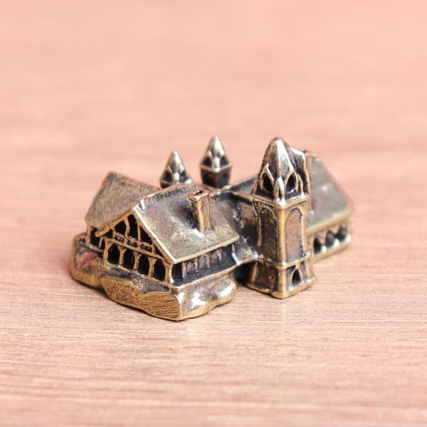 Messing Små Hus Miniatyrfigurer Slott Arkitektur Mikro brass