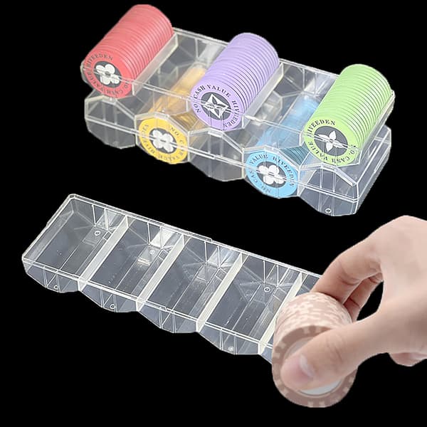 100 Chips Akryl Poker Chip Tray Case Holder Professional Casi