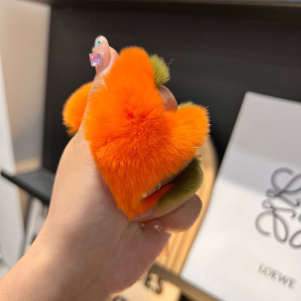 Ægte hår Mini e Small Persimmon Nøgleringe Kvinder Plys Bilnøgle A4