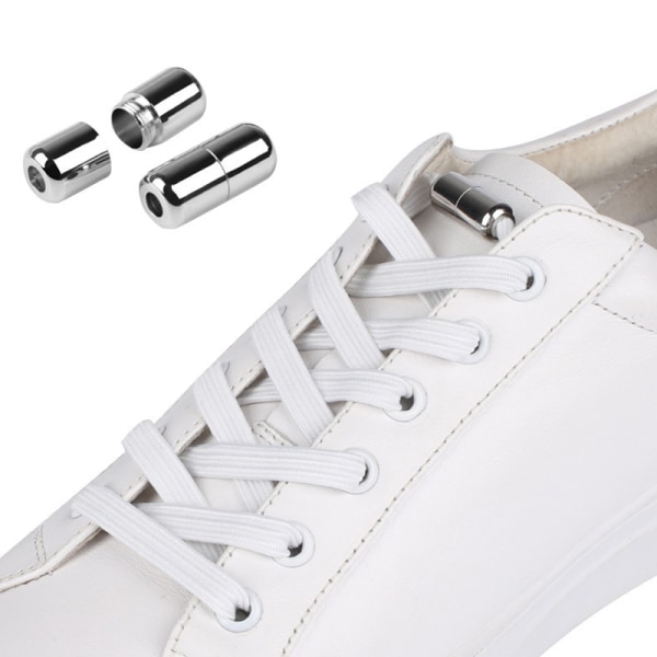 Elastiska Sneakers skosnören Metal Lock Lazy Laces for Kids and Ad White