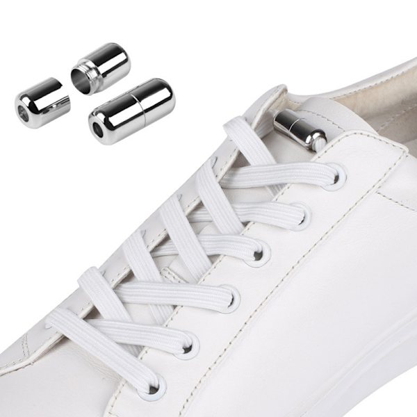 Joustavat lenkkarit kengännauha Metal Lock Lazy Nauhat lapsille ja Ad White