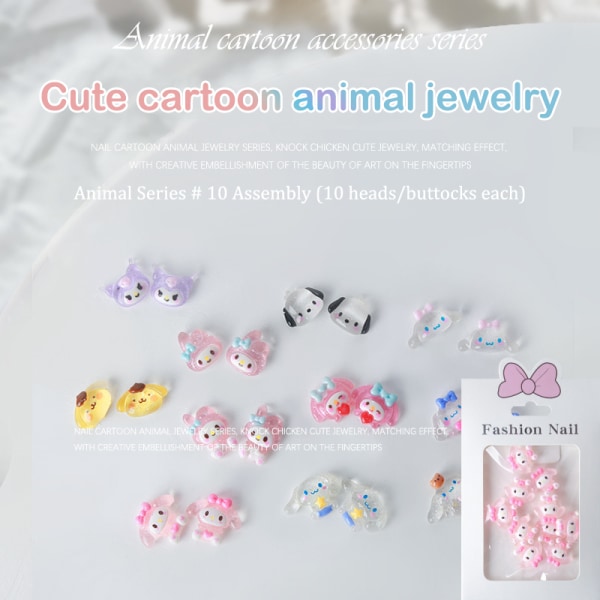 10 stk/sett tegneserie Sanrio Kuromi Cinnamoroll negletilbehør De SZ428