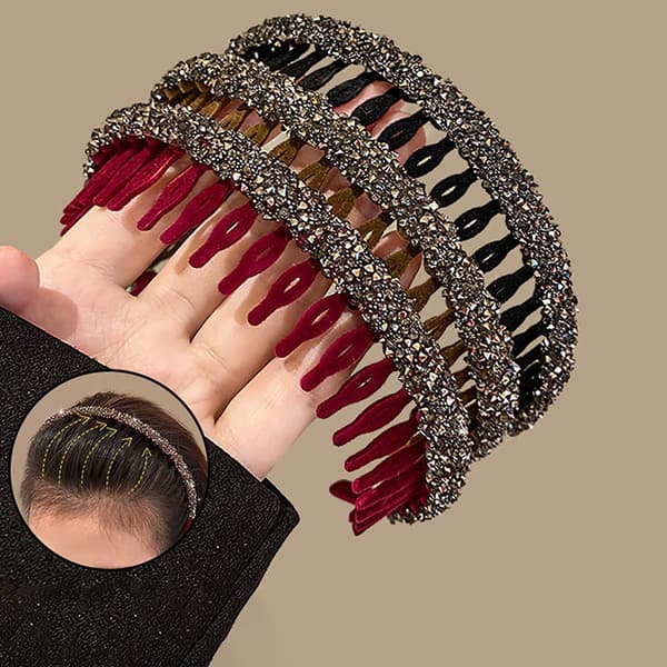 1st Mode Rhinestone flockande Bezel Hårbågar För Kvinnor Ladi Red
