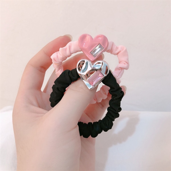 e Heart Pendent Hiusköydet paksusuolen ympyrä ponytail Scru Black
