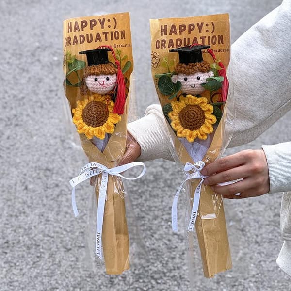 Studenterbuket Strikkede Blomster Hæklet Bryllupsbuket Studentergave A1