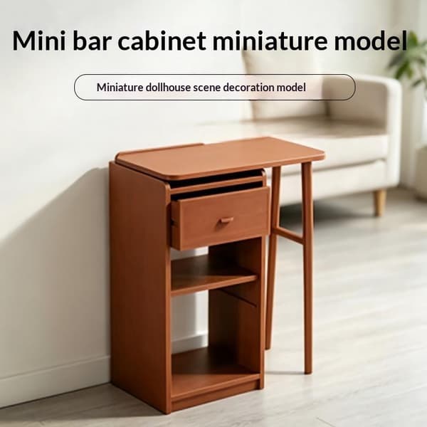 Miniature Træ Barskab Ornament 1/12 Dukkehusmøbler