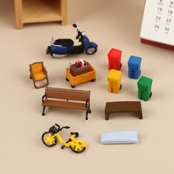 Sandbordsdekor Miniatyr 1:64 Förhållande Mini Papperskorg Campingutrustning 04