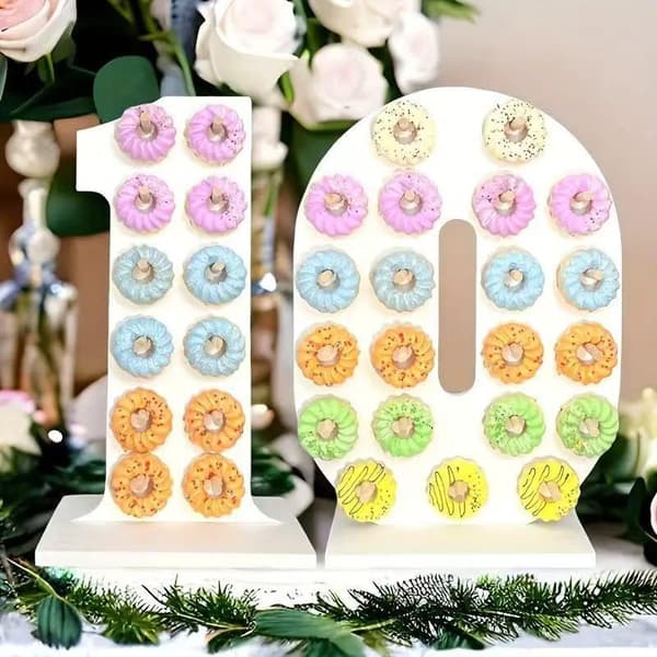 Nummer 0-9 Tre Donut Display Stativ Holder Brett Bord Dessert 3