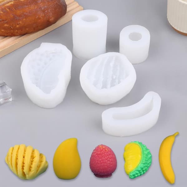 3D Frukt Silikonform Mango Banan Litchi For Stearinlys Aromaterapi 01