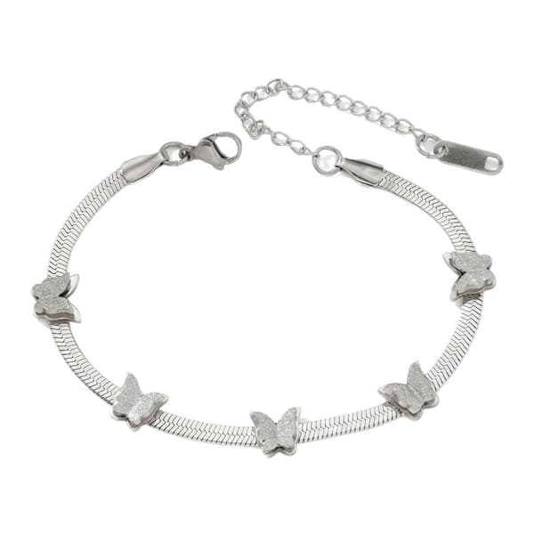 Rustfrit stål 5-dele sommerfugl dyre charm armbånd til kvinder White