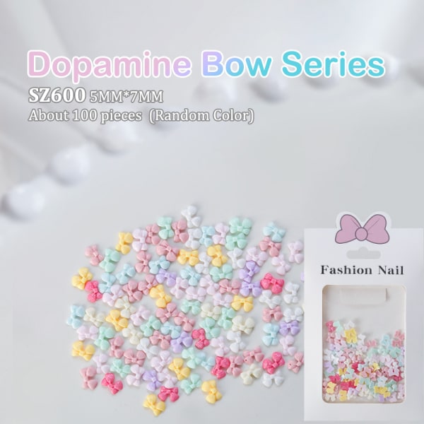 100 stk/pose Mini Sløjfe 3D e Nail Art dekorationer skinnende sløjfe Orn SZ-603