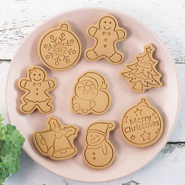 8stk 3D julekake ters Kjeksform kakeform Stempel B