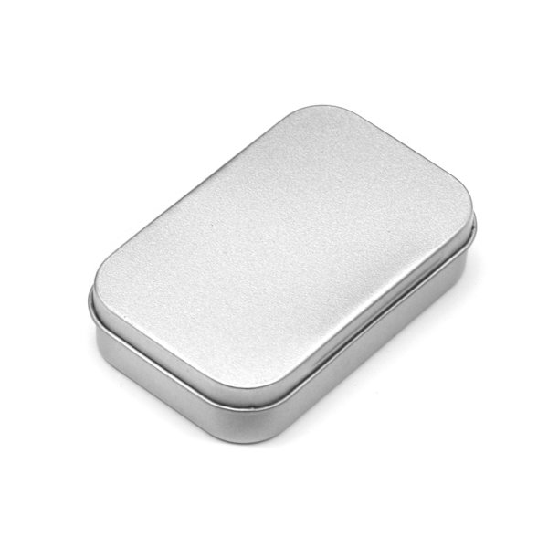 Metal Rektangulær Tom Mini Blikæske Blik Push Candy Pille C Silver