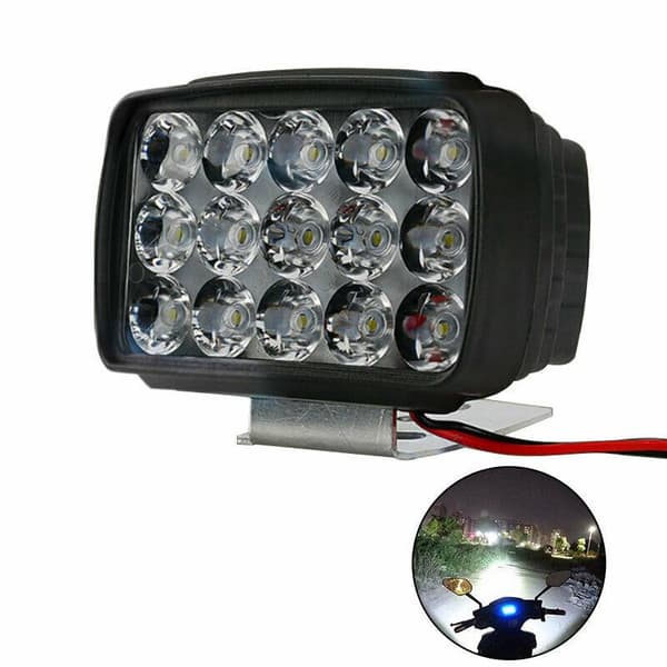 15 LED 12V-80V Motorsykkel Frontlys Supersterkt Arbeidslys Black