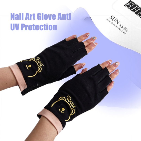 Nail Art UV Gel Protection GlovesTips Lampe Anti-Ultrafiolett Ope Pink