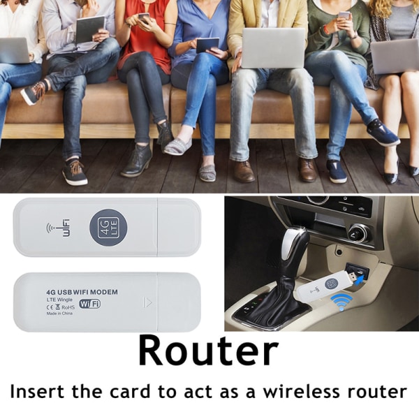 4G-ruter trådløs minilomme WiFi mobilt bredbåndsmodem Sim