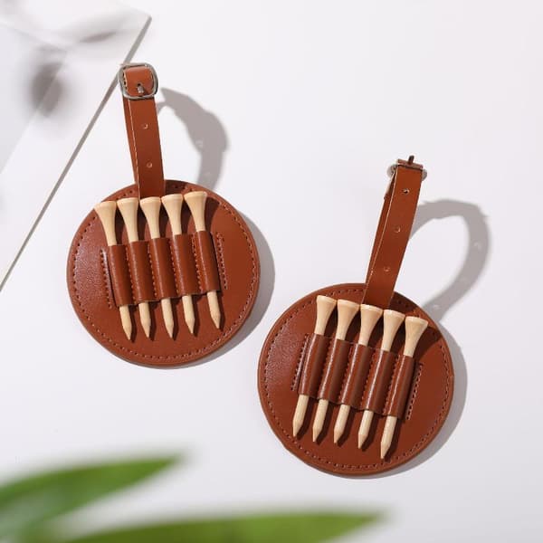 Golf Tee Opbevaringspose Bælteclips Golf Tees Holder Til Golftræning Brown