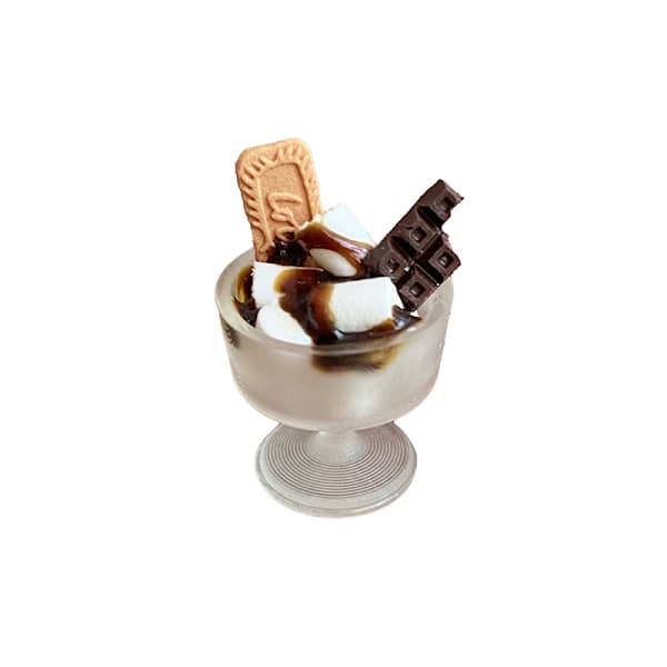 Miniatyr Dollhouse Chokladkex sockervaddskopp Låtsas