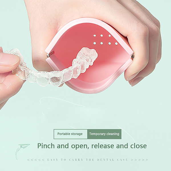 Silikonholdereske Protesoppbevaring Usynlig tannregulering Box Mou Pink