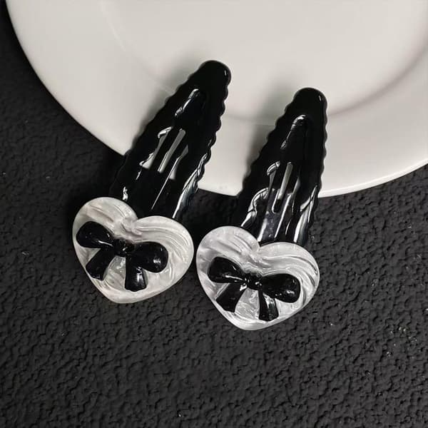 2/6 stk. Fashion Hjerte Sort Sløjfe Bølget BB-klemme Sød og Cool 2pcs