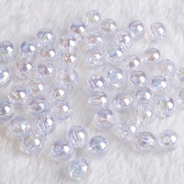 100 stk 6MM Rainbow Candy AB Farge Runde Akrylperler For Jewel White 8MM about50pcs