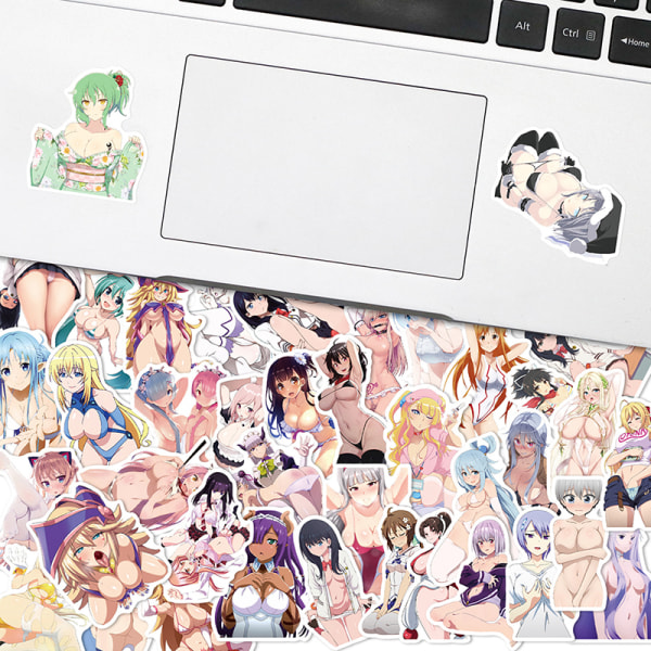 50 stk Anime Sexy Girls Stickers Laptop Guitar