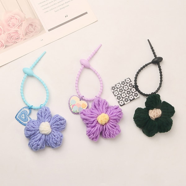 Color Knit Flower Nøgleringe e Creative Keychain Bag Pendant Deco A1