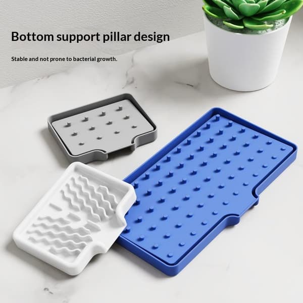Tvålhållare i silikon för diskbänk Premium Självdränerande bricka White L